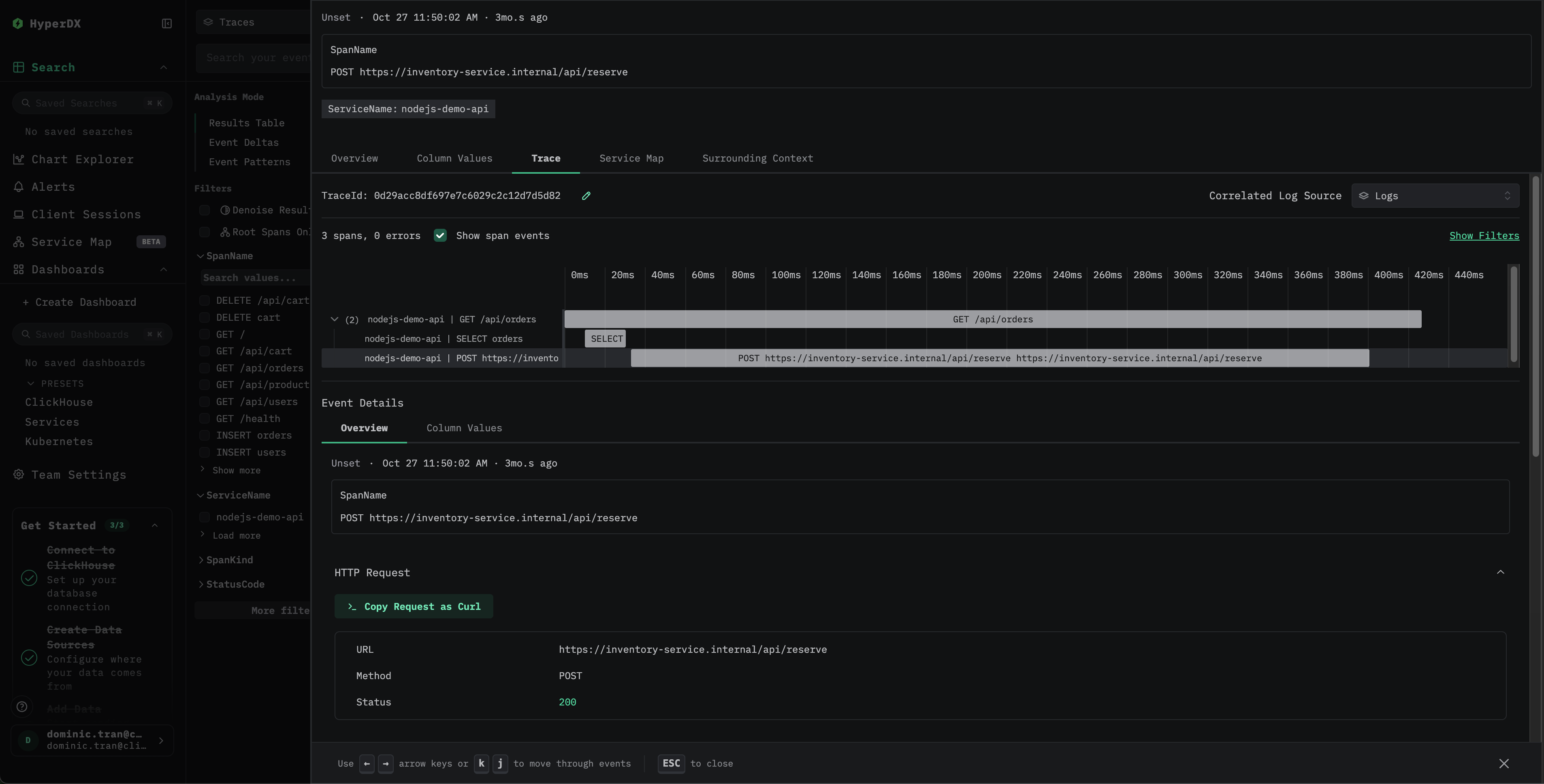 Individual trace view